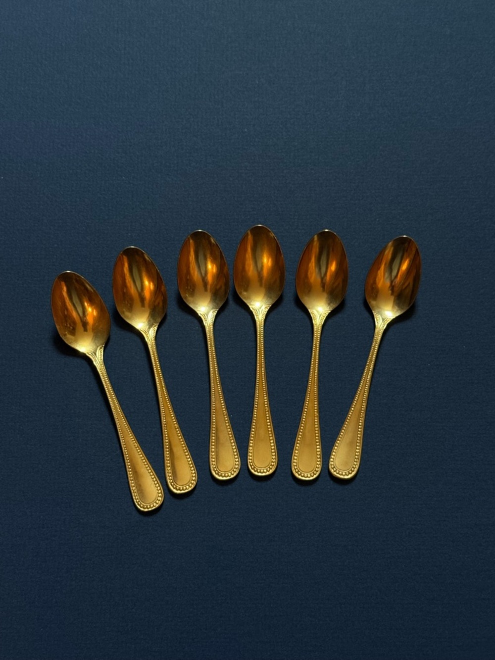 Vintage Gold Dessert Spoon Set - 6-Piece, made in Japan